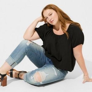 Torrid Surplice Back Seersucker Top